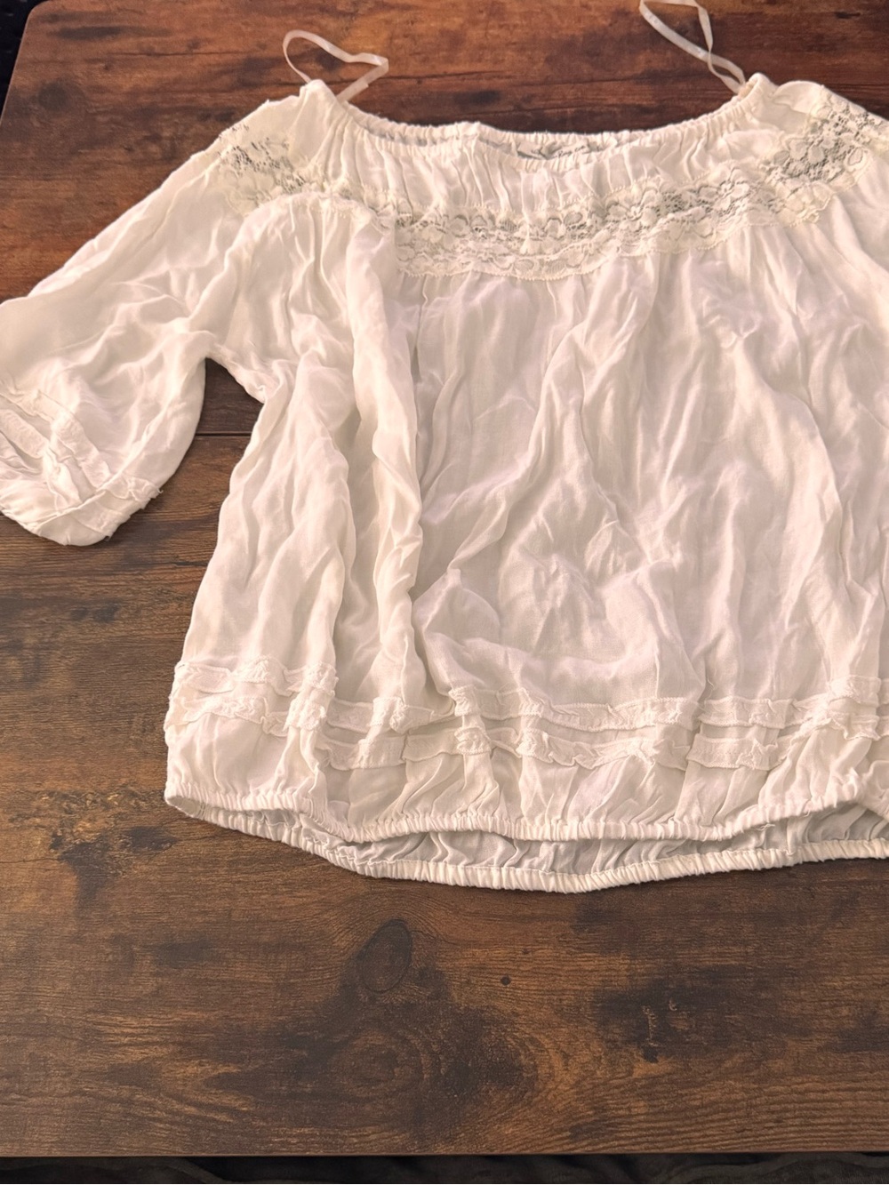 American Rag White Off-Shoulder Peasant Tunic